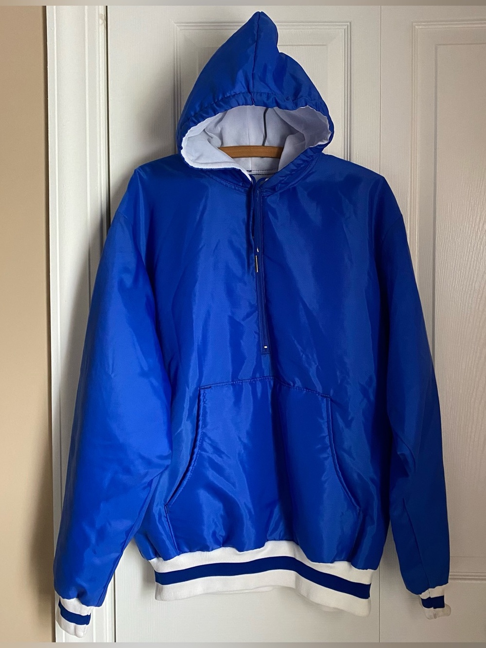Beltin Vintage 80s 90s Royal Blue Hooded Half Zip USA Jacket Oversized M Retro